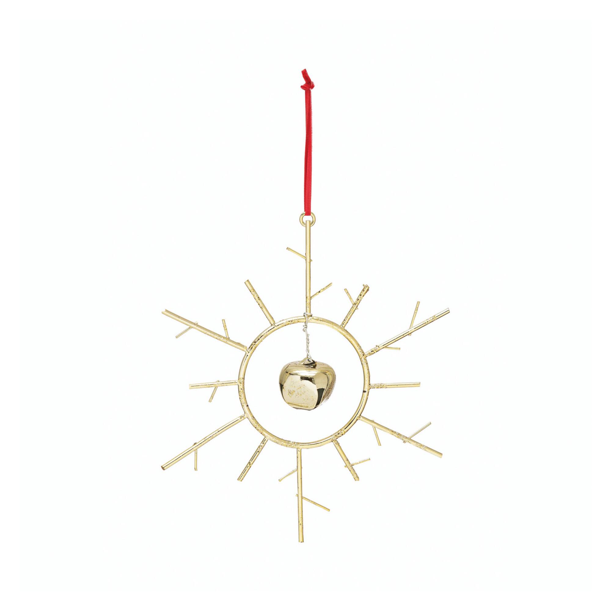 Hello Honey® 7" Silver Metal Snowflake Ornament with Bell & Glitter